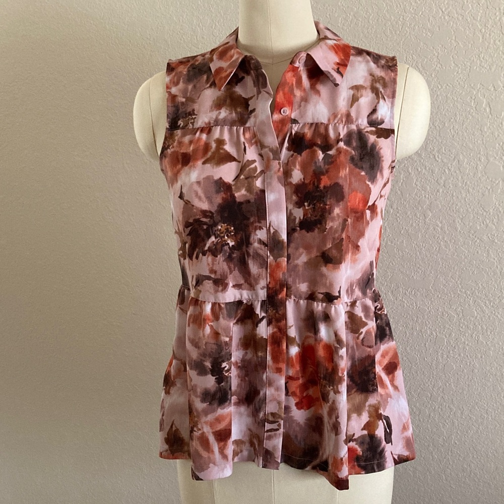 Beautiful Vera Wang muted peach sleeveless blouse size S - Picture 2 of 10